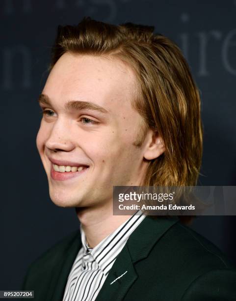 Actor Charlie Plummer arrives at the premiere of Sony Pictures Entertainment's "All The Money In The World" at the Samuel Goldwyn Theater on December...