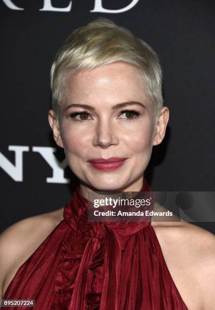 Actress Michelle Williams arrives at the premiere of Sony Pictures Entertainment's "All The Money In The World" at the Samuel Goldwyn Theater on...