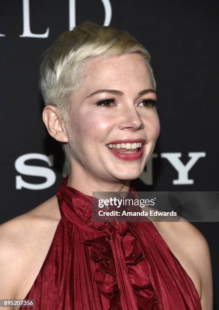 Actress Michelle Williams arrives at the premiere of Sony Pictures Entertainment's "All The Money In The World" at the Samuel Goldwyn Theater on...