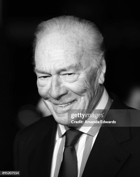 Actor Christopher Plummer arrives at the premiere of Sony Pictures Entertainment's "All The Money In The World" at the Samuel Goldwyn Theater on...