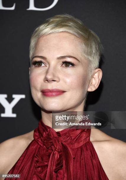 Actress Michelle Williams arrives at the premiere of Sony Pictures Entertainment's "All The Money In The World" at the Samuel Goldwyn Theater on...