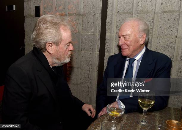 Director Ridley Scott and actor Christopher Plummer attend the after party for the premiere of Sony Pictures Entertainment's "All the Money in The...