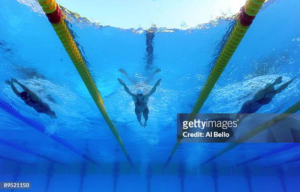 Annamay Pierse of Canada competes in the Women's 200m Breaststroke Semi Final during the 13th FINA World Championships at the Stadio del Nuoto on...