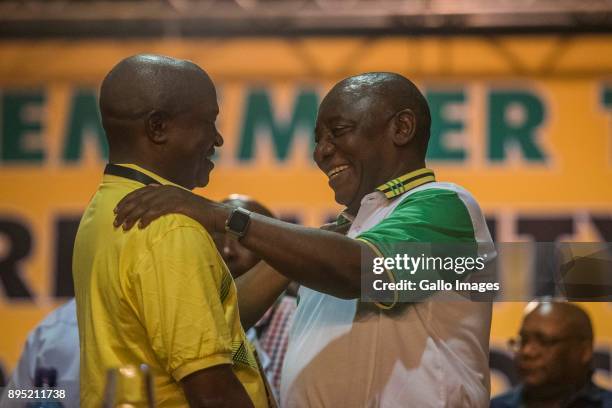 New president of the ANC Cyril Ramaphosa and deputy president DD Mabuza during the announcement of new party leadership at the 5th African National...