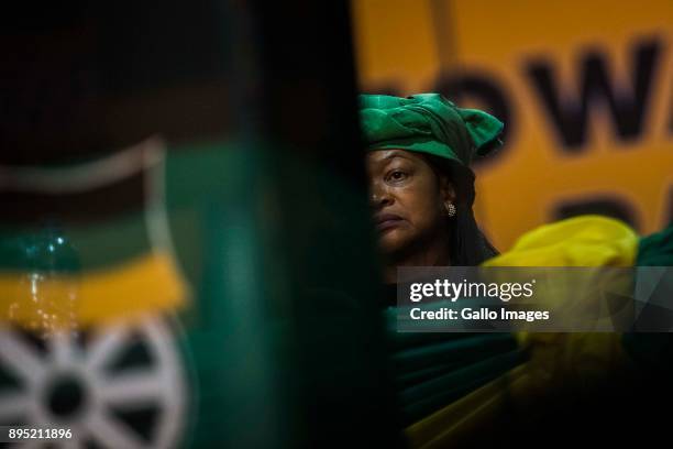 Baleka Mbete during the announcement of new party leadership at the 5th African National Congress national conference at the Nasrec Expo Centre on...