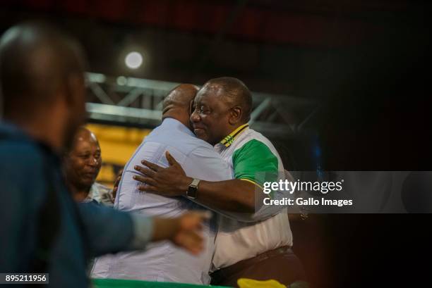 New president of the ANC Cyril Ramaphosa during the announcement of new party leadership at the 5th African National Congress national conference at...