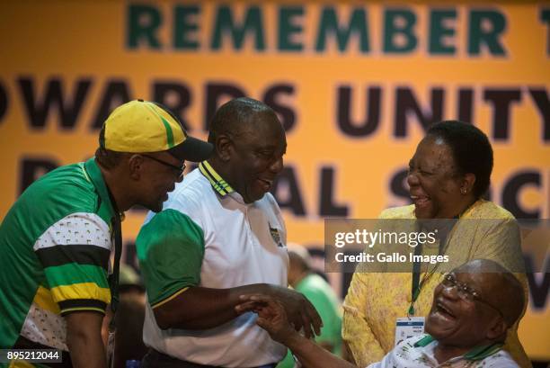 New president of the ANC Cyril Ramaphosa and President Jacob Zuma during the announcement of new party leadership at the 5th African National...