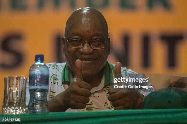 Jacob Zuma during the announcement of new party leadership at the 5th African National Congress national conference at the Nasrec Expo Centre on...