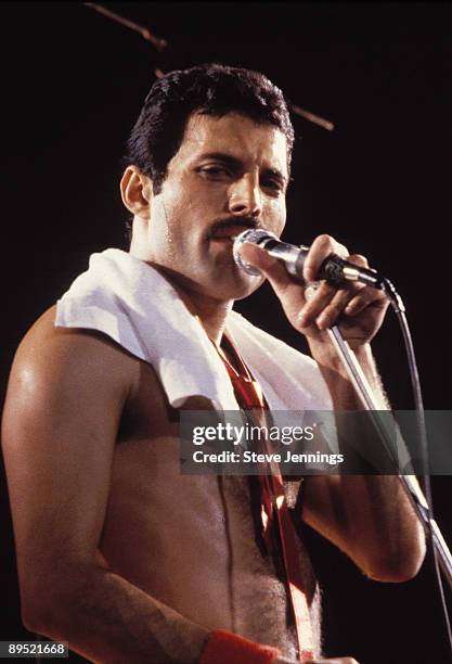 Freddie Mercury of Queen on "Jazz Tour 1980"