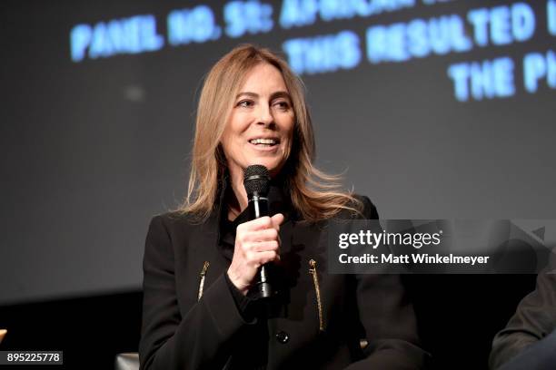 Director Kathryn Bigelow speaks onstage during the Hammer Museum presents The Contenders 2017 "Detroit" at Hammer Museum on December 18, 2017 in Los...