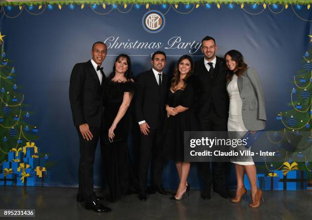 Joao Miranda de Souza Filho, Citadin Martins Eder and Samir Handanovic of FC Internazionale with their wives pose for a photo during a FC...