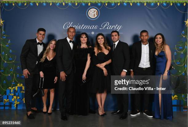 Joao Cancelo, Joao Miranda de Souza Filho, Citadin Martins Eder and Dalbert Henrique Chagas Estevão of FC Internazionale with their wives pose for a...