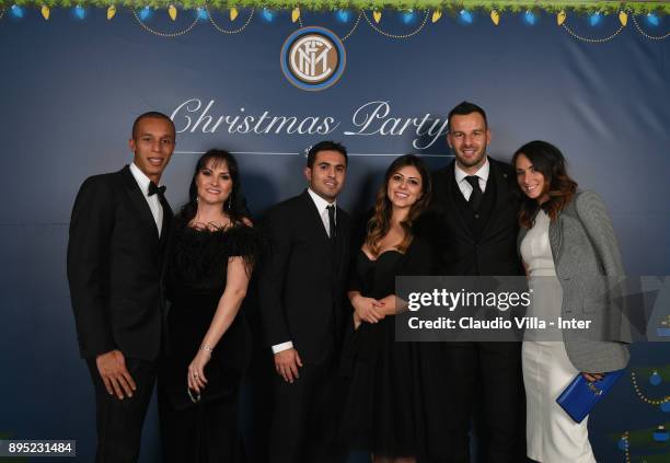 Joao Miranda de Souza Filho, Citadin Martins Eder and Samir Handanovic of FC Internazionale with their wives pose for a photo during a FC...