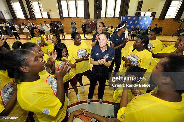 Jennifer Azzi, WNBA Legend provides some words of inspiration at the conclusion of a basketball clinic that followed a WNBA Cares and Toyota Project...