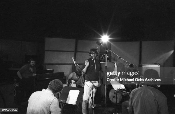 Engineer and prodducer Tom Dowd gives the band instructions during a Wilson Pickett recording session at the Muscle Shoals Sound Studio on November...