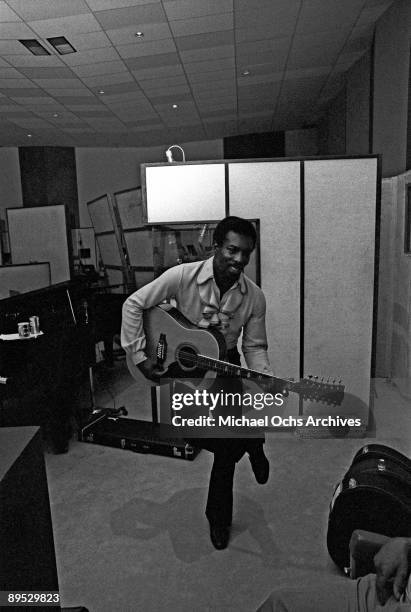 And Soul singer Wilson Pickett records at the Muscle Shoals Sound Studio on November 24, 1969 in Sheffield, Alabama.