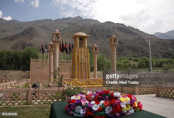 This shows the Kargil war memorial in the backdrop of recaptured post of Tololing in Drass. July 26 is the tenth anniversary of the Kargil war.