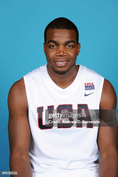 Paul Millsap of the USA Men's National Basketball Team poses for a portrait during mini-camp on July 24, 2009 at Valley High School in Las Vegas,...