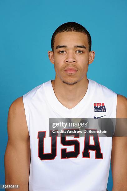 JaVale McGee of the USA Men's National Basketball Team poses for a portrait during mini-camp on July 24, 2009 at Valley High School in Las Vegas,...