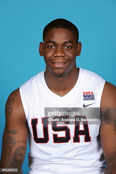 Ronnie Brewer of the USA Men's National Basketball Team poses for a portrait during mini-camp on July 24, 2009 at Valley High School in Las Vegas,...