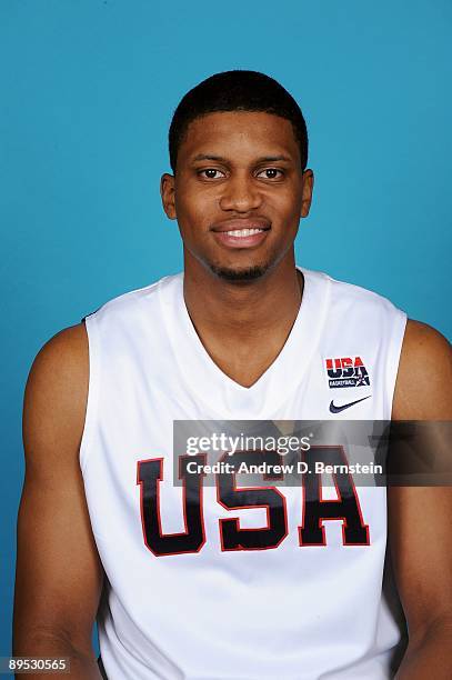 Rudy Gay of the USA Men's National Basketball Team poses for a portrait during mini-camp on July 24, 2009 at Valley High School in Las Vegas, Nevada....