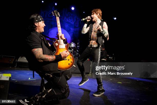 Keith Nelson and Josh Todd of Buckcherry perform on stage as part of Kerrang! Week Of Rock at The Forum on July 30, 2009 in London, England.