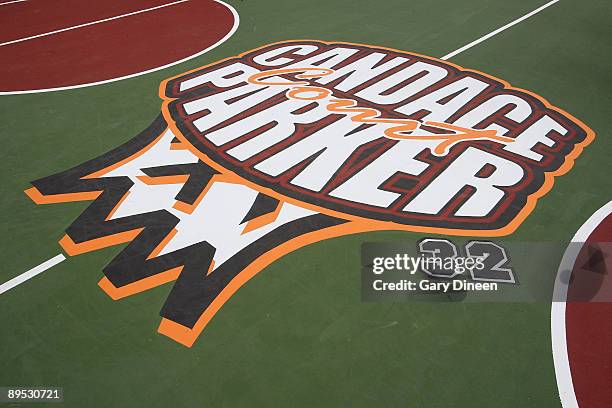 This is an image of the center-court logo of the Candace Parker Court taken on July 30, 2009 at Spring-Field Park in Naperville, Illinois. NOTE TO...