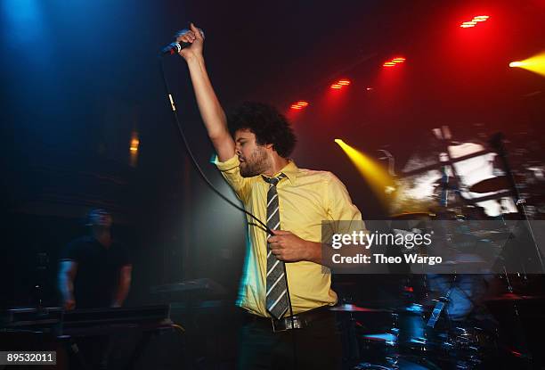 Musician Michael Angelakos of Passion Pit performs on stage during the Diesel U Music 2009 NYC Tour at Webster Hall on July 30, 2009 in New York City.