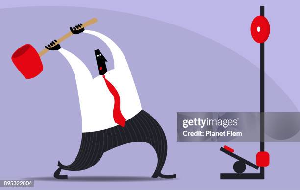 strenght test game - bell hammer stock illustrations