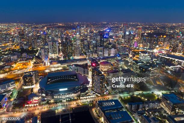 melbourne night skyline, yarra river, australia - melbourne night stock pictures, royalty-free photos & images