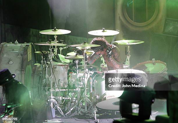 Tommy Lee of Motley Crue performs during "Crue Fest 2" at Shoreline Amphitheatre on July 30, 2009 in Mountain View, California.