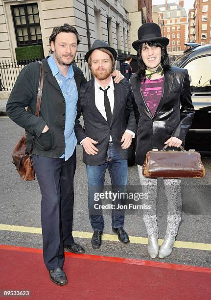 Julian Barratt, Dave Brown and Noel Fielding arrive at the Galaxy British Book Awards at Grosvenor House on April 3, 2009 in London, England.