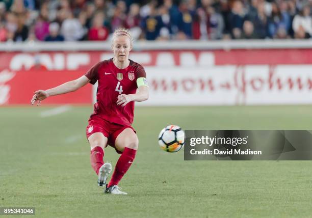 Becky Sauerbrunn of the USA plays in an international friendly against Canada on November 12, 2017 at Avaya Stadium in San Jose, California.