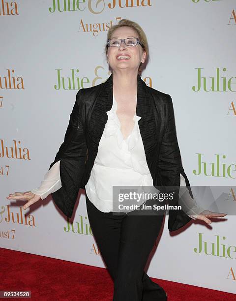 Actress Meryl Streep attends the "Julie & Julia" premiere at the Ziegfeld Theatre on July 30, 2009 in New York City.