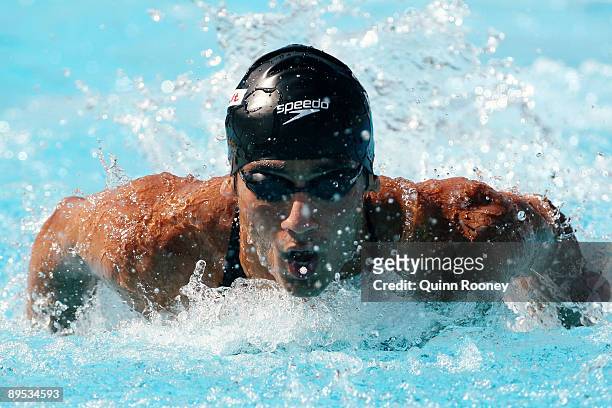 Virdhawal Khade of India competes in the Men's 100m Butterfly Heats during the 13th FINA World Championships at the Stadio del Nuoto on July 31, 2009...