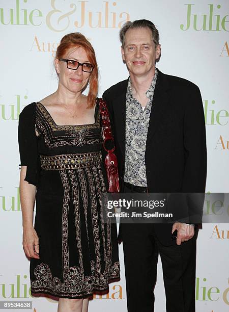 Jo Andres and Actor Steve Buscemi attend the "Julie & Julia" premiere at the Ziegfeld Theatre on July 30, 2009 in New York City.