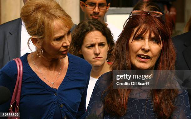 Actress Trudie Styler consoles Janis Sharp , the mother of British hacker Gary McKinnon, outside the High Court after hearing that her son has lost...