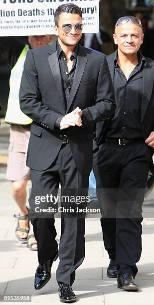 Singer Peter Andre arrives at the Royal Courts of Justice before winning a libel case against The People on July 31, 2009 in London, England. Andre,...