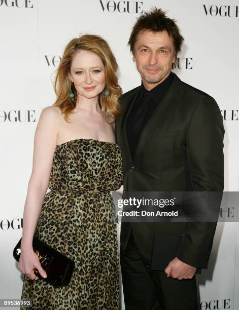 Miranda Otto and Peter O'Brien arrives for Vogue Australia's 50th Anniversary Party at Fox Studios on July 31, 2009 in Sydney, Australia.