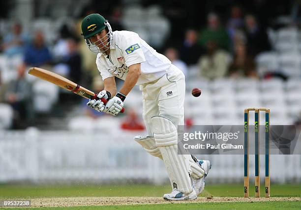 Boeta Dippenaar of Leicestershire hits out during day one of the LV County Championship Division Two match between Surrey and Leicestershire at The...