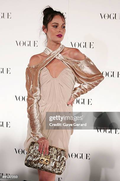 International Model Nicole Trunfio arrives for Vogue Australia's 50th Anniversary Party at Fox Studios on July 31, 2009 in Sydney, Australia.