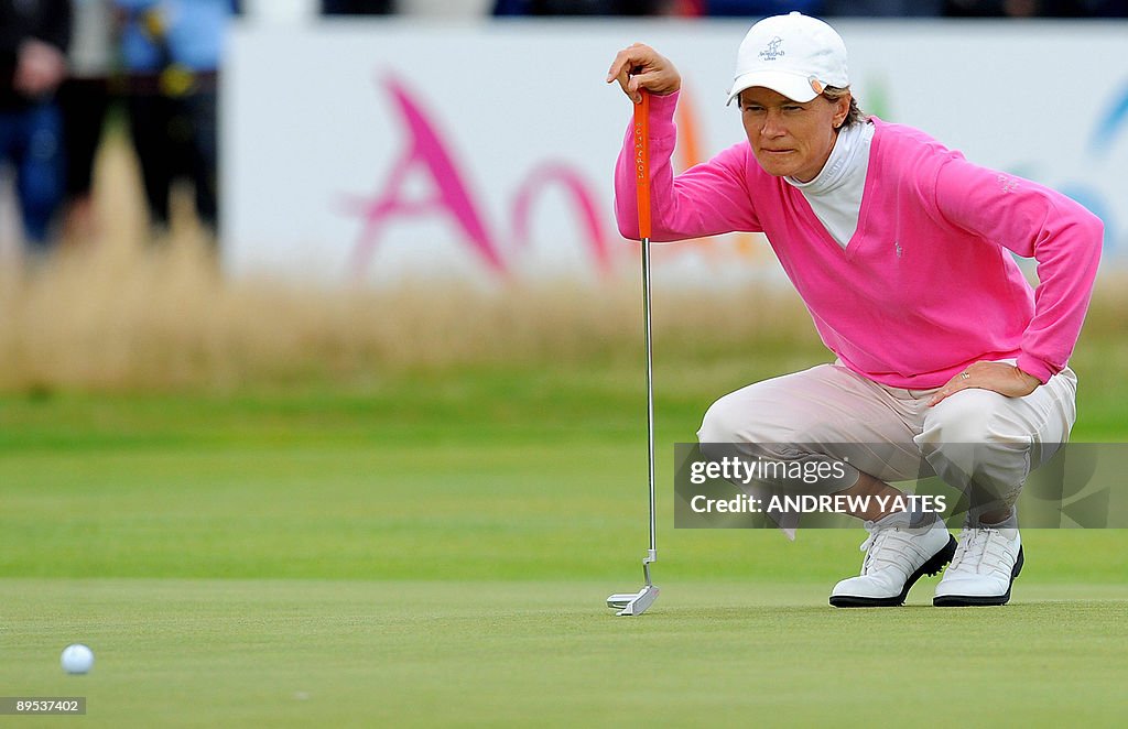 Catriona Matthew of Britain lines up a p