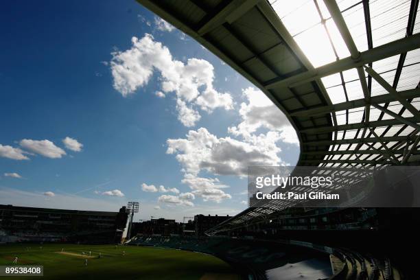 General view of Leicestershire batting during day one of the LV County Championship Division Two match between Surrey and Leicestershire at The Oval...