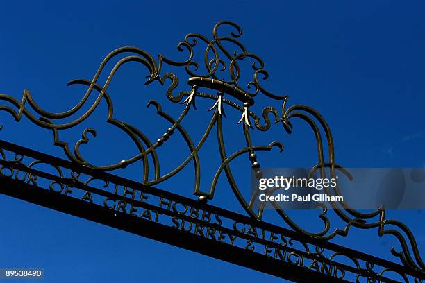 General view of The Hobbs Gates entrance during day one of the LV County Championship Division Two match between Surrey and Leicestershire at The...