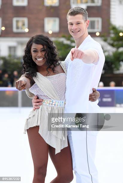 Perri Shakes-Drayton and Hamish Gaman attend the Dancing On Ice 2018 photocall held at Natural History Museum Ice Rink on December 19, 2017 in...