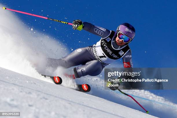 Tessa Worley of France in action during the Audi FIS Alpine Ski World Cup Women's Giant Slalom on December 19, 2017 in Courchevel, France.