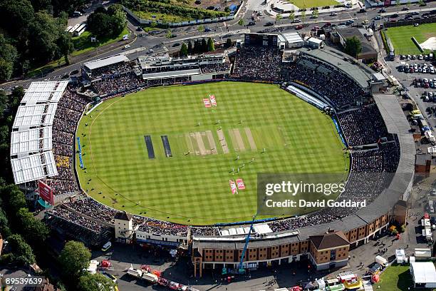 After a delayed start Australia take to the crease during day one of the npower 3rd Ashes Test Match between England and Australia at Edgbaston on...