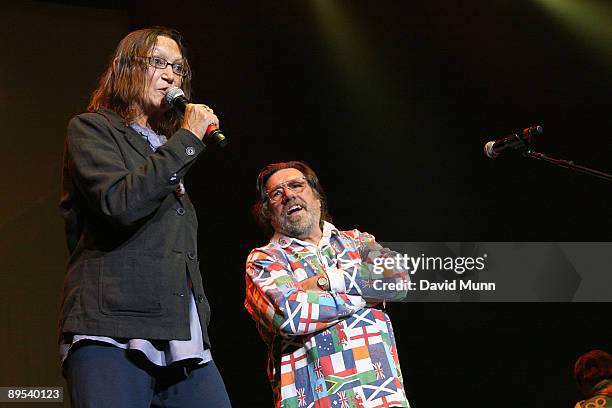 John Lennon's sister, Julia Baird and Ricky Tomlinson attend the Beatles Day at the Liverpool Summer Pops on July 10, 2009 in Liverpool, England.