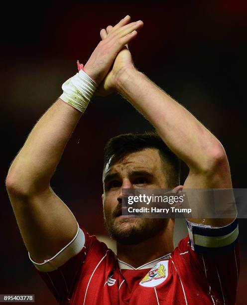 Bailey Wright of Bristol City celebrates at the final whistle during the Sky Bet Championship match between Bristol City and Nottingham Forest at...
