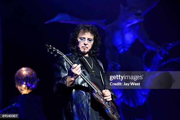 Tony Iommi of Heaven & Hell performs in concert at the Verizon Wireless Amphitheater on August 24, 2008 in San Antonio, Texas.